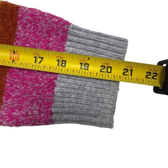 Lou & Grey LOFT Colorblock Soft Cozy Knit Bright Pink Gold Stripe Sweater L - Picture 10 of 12